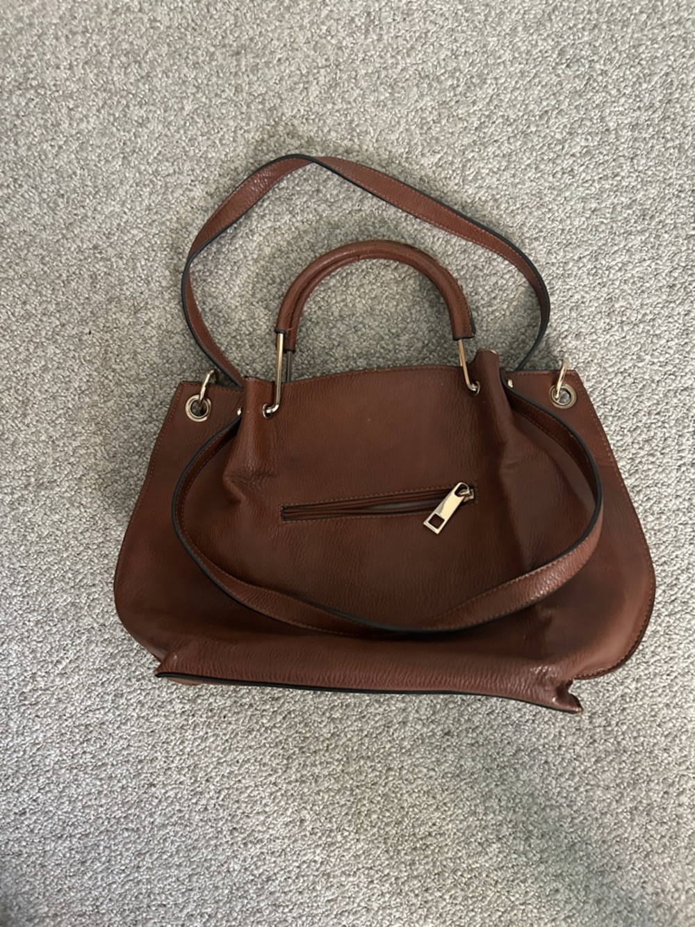 Classic Brown Leather purse with Top Handles